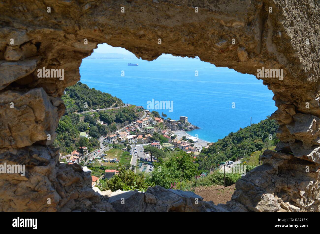Seascape on the Amalfi coast, in Italy Stock Photo
