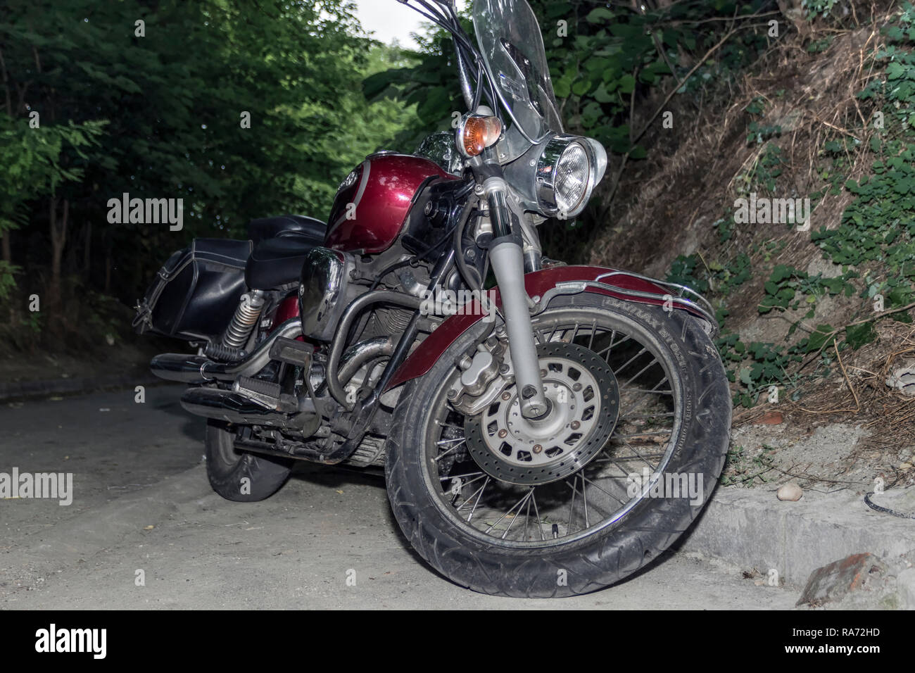 Zemun, Serbia - Yamaha Virago motorcycle parked on the road Stock Photo