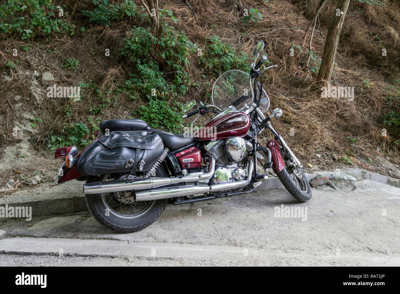 Zemun, Serbia - Yamaha Virago motorcycle parked on the road Stock Photo