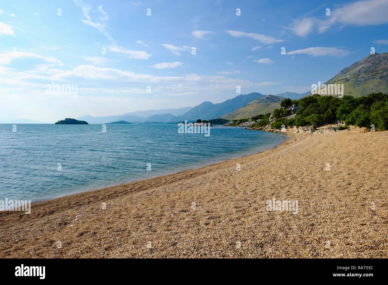 Beach in Murici, Lake Skadar, Skadarsko Jezero, Lake Skadar National Park, near Bar, Montenegro Stock Photo