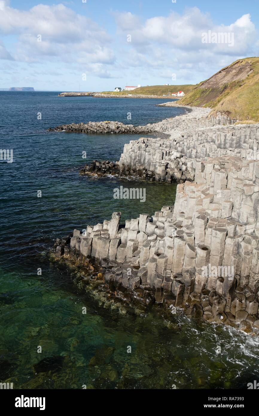 Basalt columns, coast of Hofsós, Skagafjörður, Iceland Stock Photo