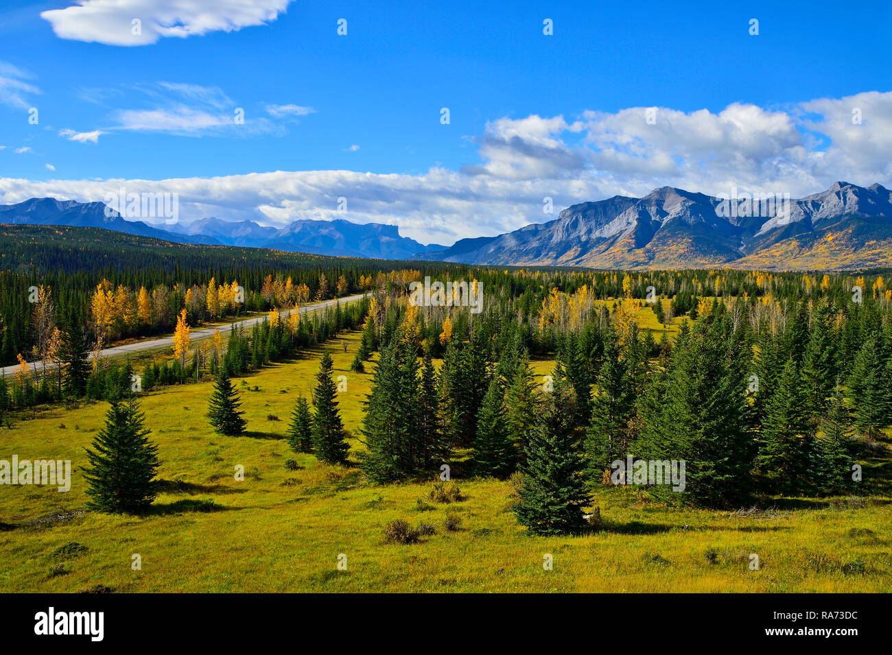 An autumn landscape image along the foothills of the rocky mountains of