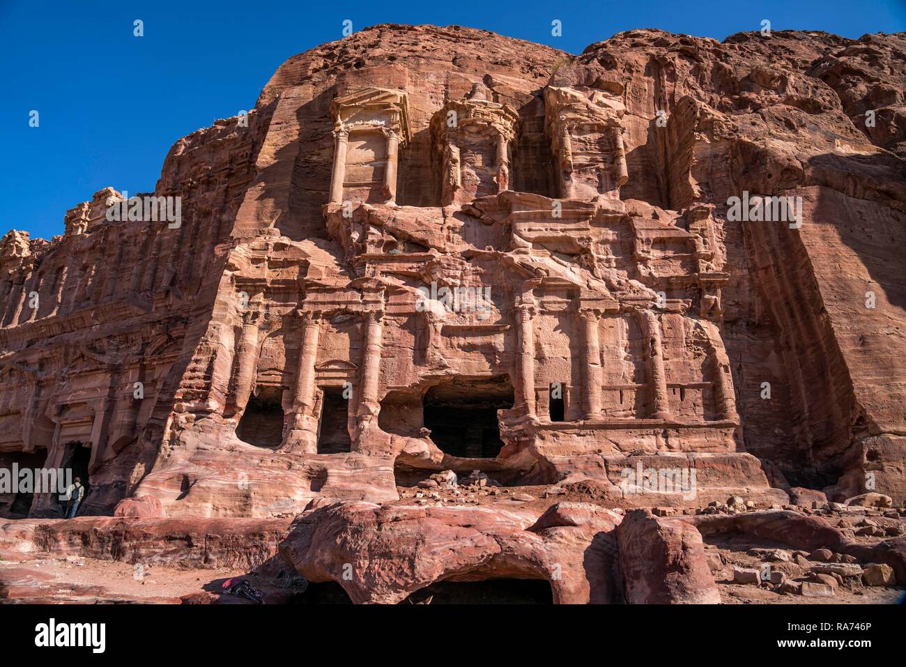 Corinthian tomb, tombs of the royal wall, Petra, Jordan Stock Photo