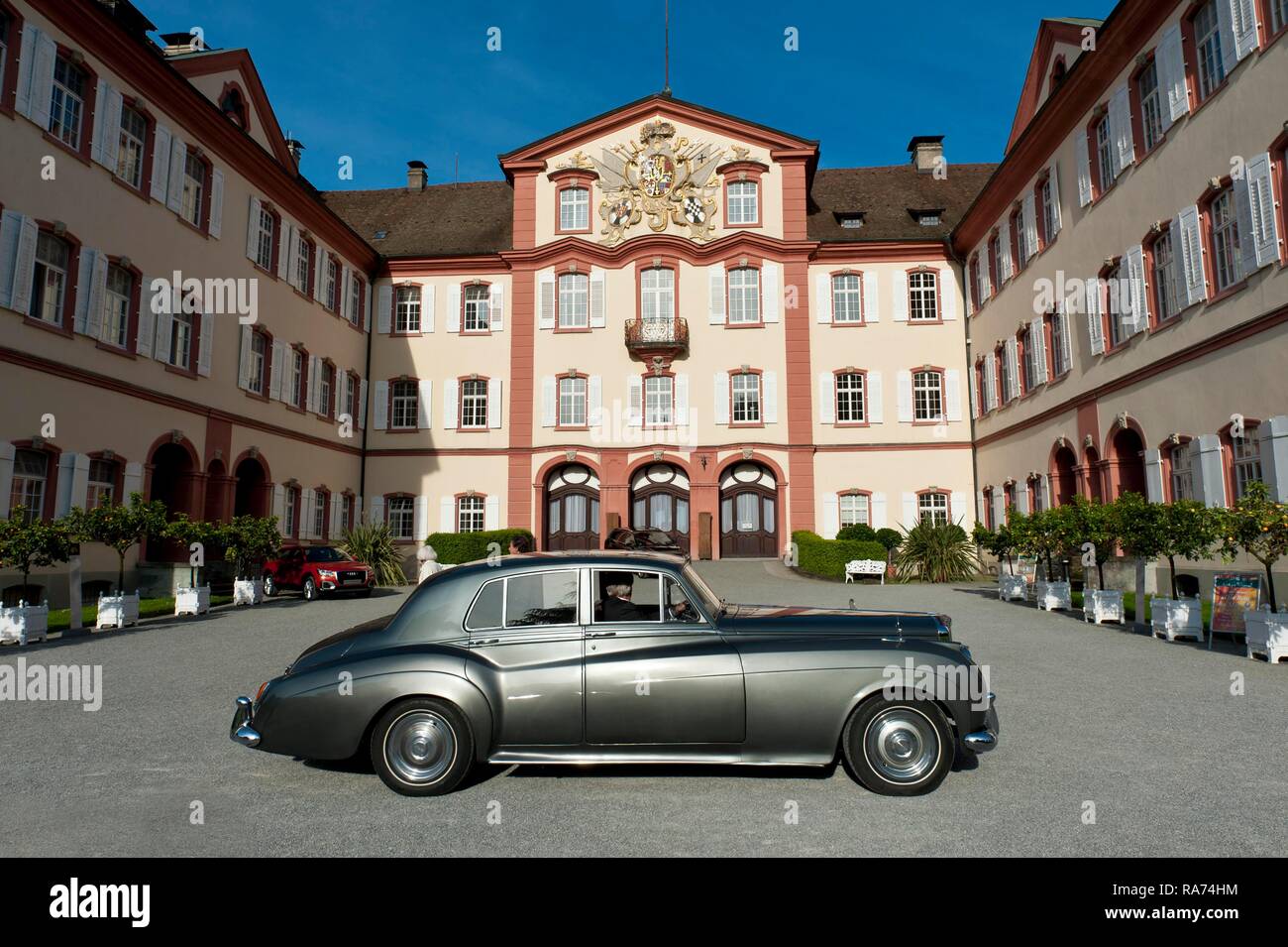 Rolls Royce Silver Cloud, Deutschordenschloss, Mainau Island, Lake Constance, Baden-Württemberg, Germany Stock Photo