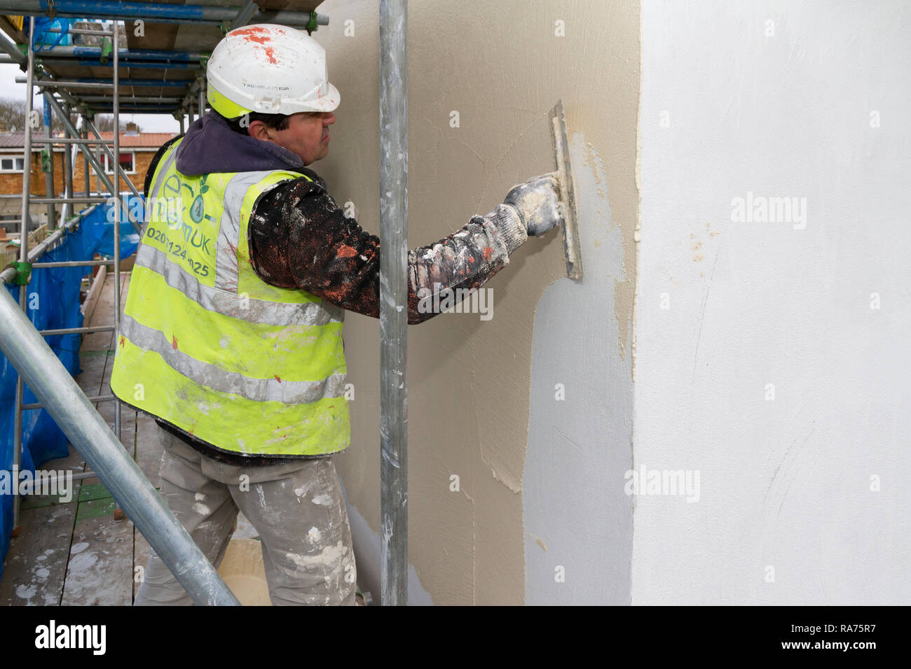 Self Coloured house rendering and Insulation of Stock Photo