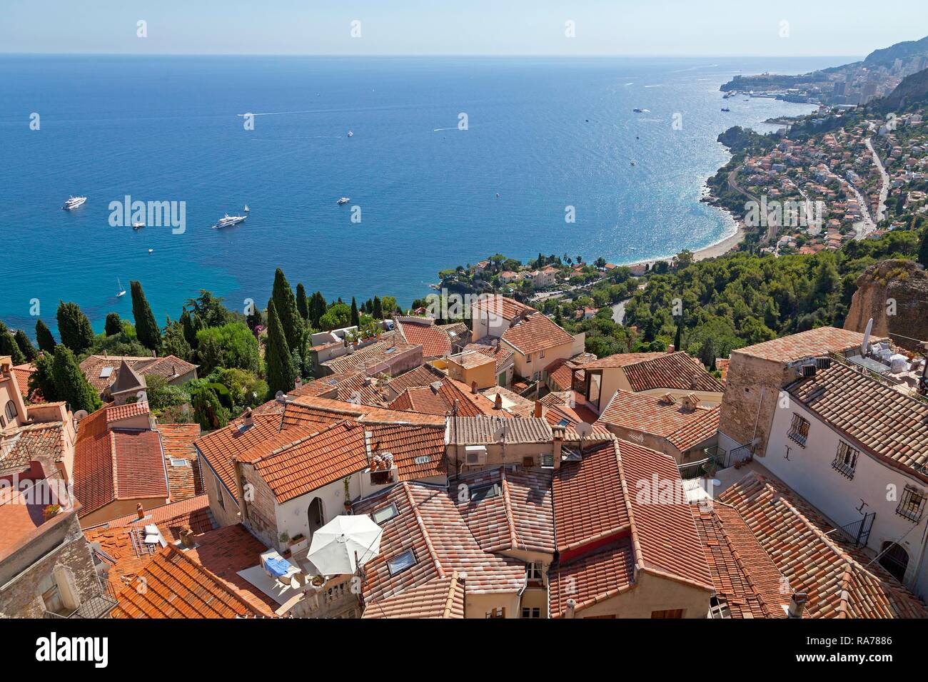 Roofs of the old town, Roquebrune, Cote d'Azur, France Stock Photo