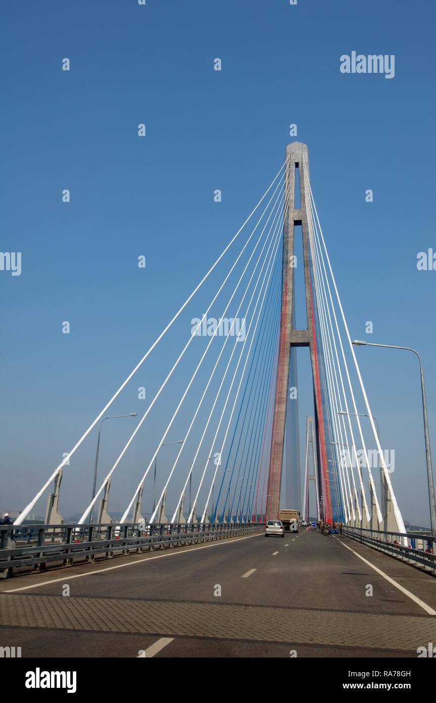 Bridge Vladivostok - Russky Island, Primorsky Krai, Russia Stock Photo