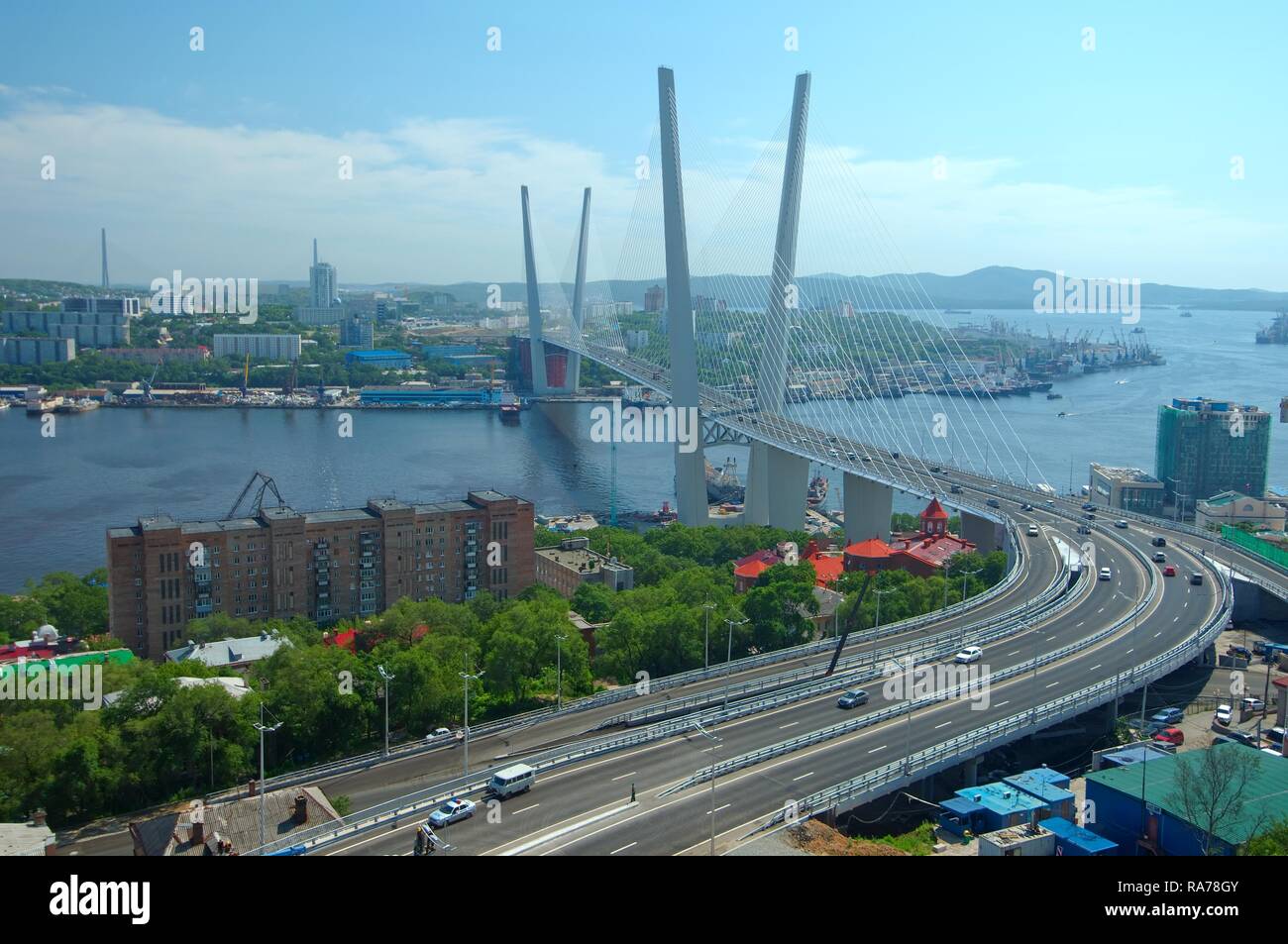 Bridge Vladivostok - Russky Island, Primorsky Krai, Russian Federation, Eurasia Stock Photo
