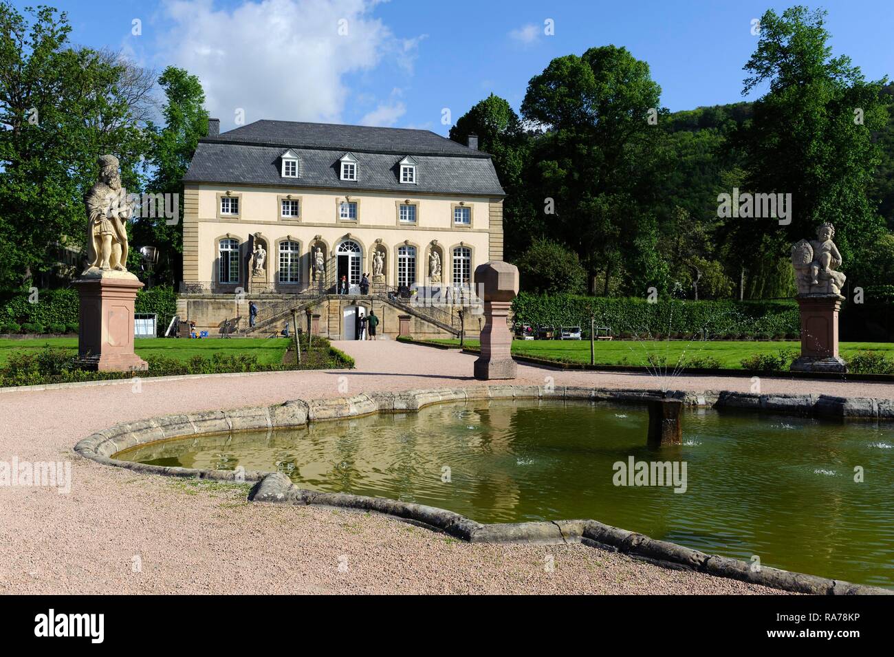 The orangery and the monastery gardens, Echternach, Luxembourg, Europe Stock Photo