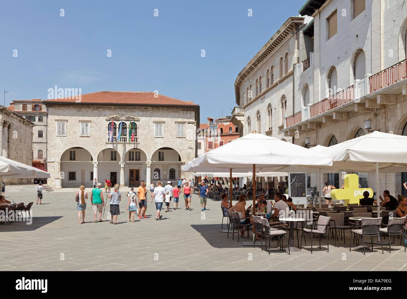Town Hall, market square, Pula, Istria, Croatia Stock Photo