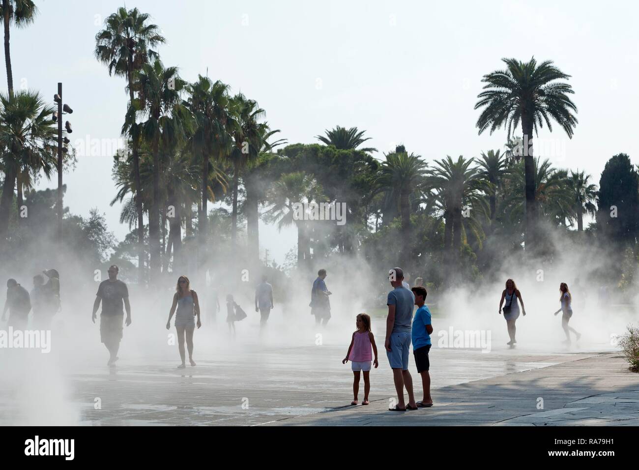 Water fountains, Place Massena, Nice, Alpes-Maritimes, Provence-Alpes-Côte d'Azur, France Stock Photo