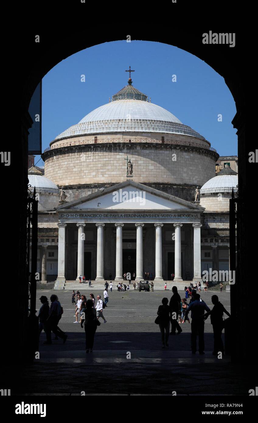 Basilica di San Francesco di Paola church on Piazza del Plebiscito square, Naples, Campania, Italy, Europe Stock Photo