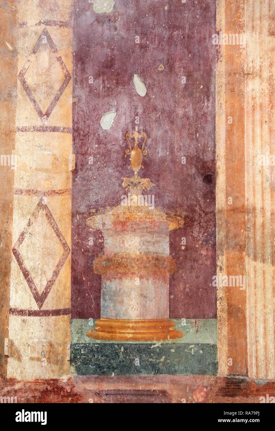 Villa of Poppea, remains of frescoes, historical town of Oplontis, now Torre Annunziata, Campania, Italy, Europe Stock Photo