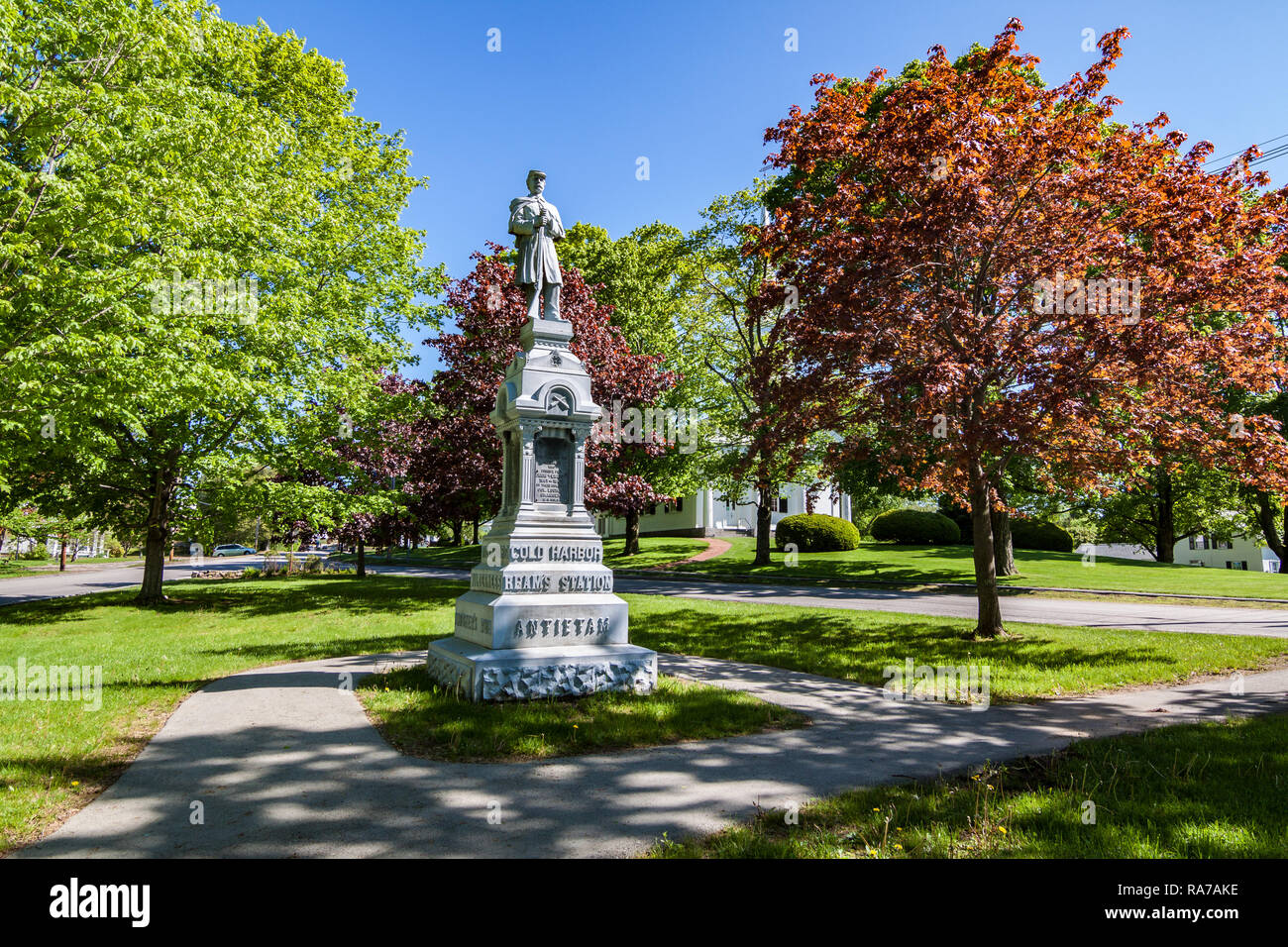 A Civil War Monument on the Hardwick, MA Common Stock Photo