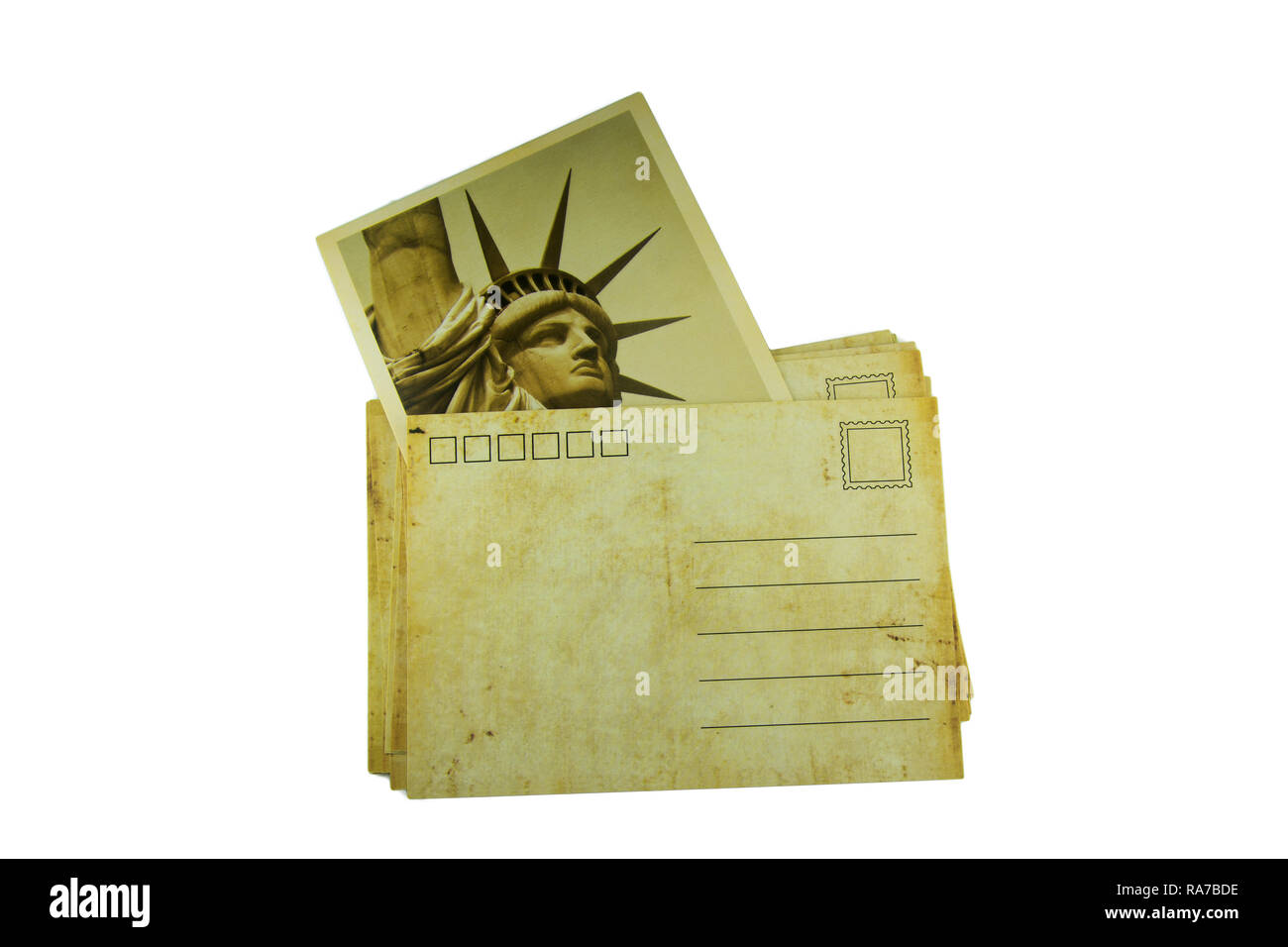 old postcard on white background Stock Photo - Alamy