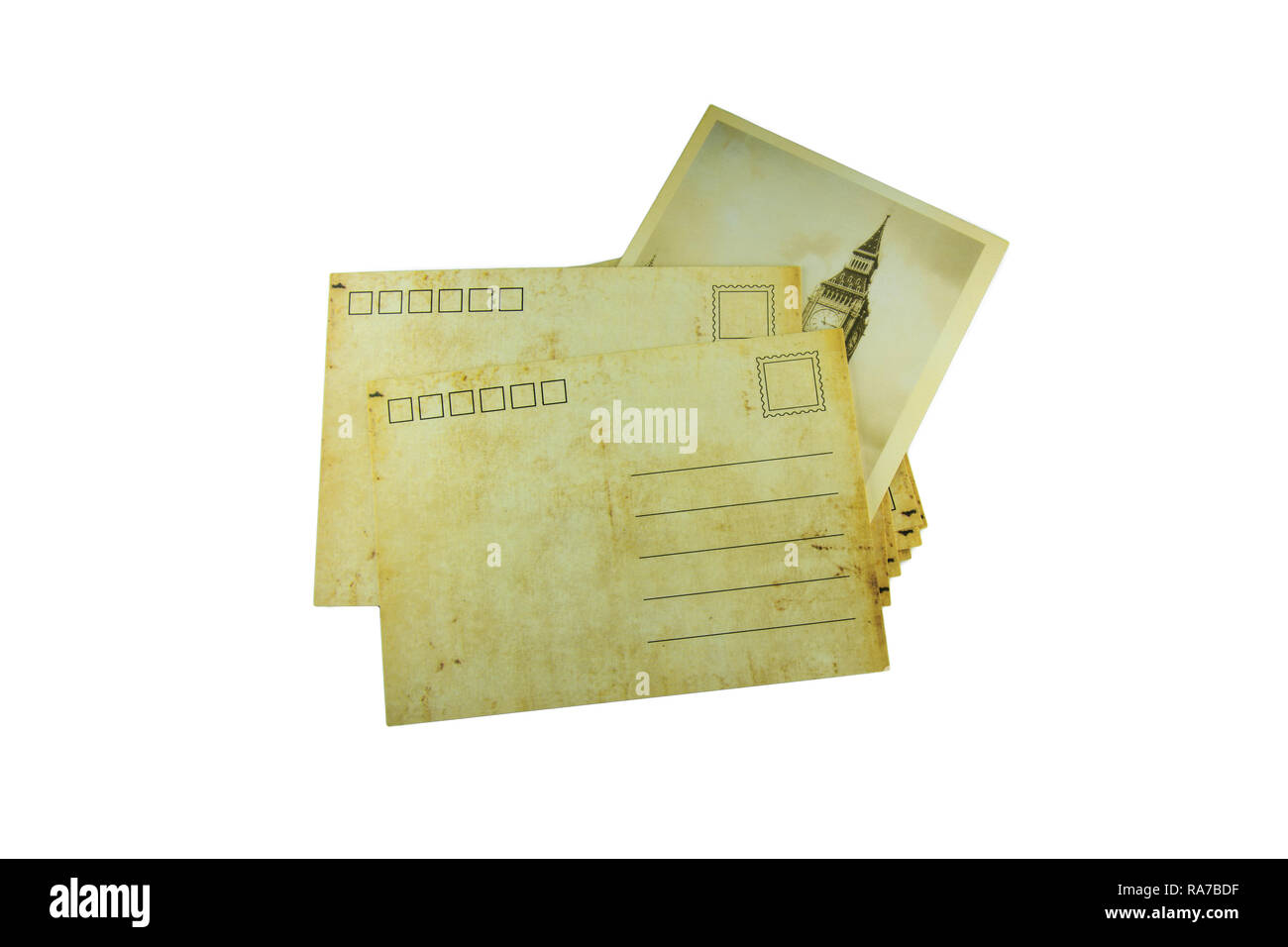 old postcard on white background Stock Photo - Alamy