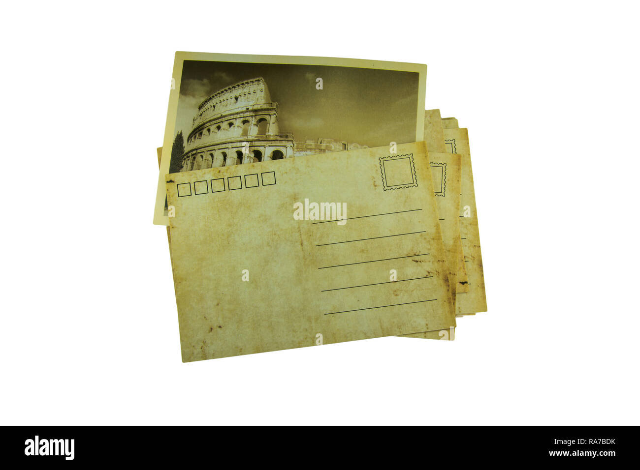 old postcard on white background Stock Photo - Alamy