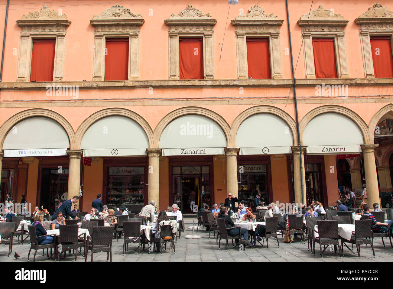 Outdoor cafe in Bologna. Stock Photo