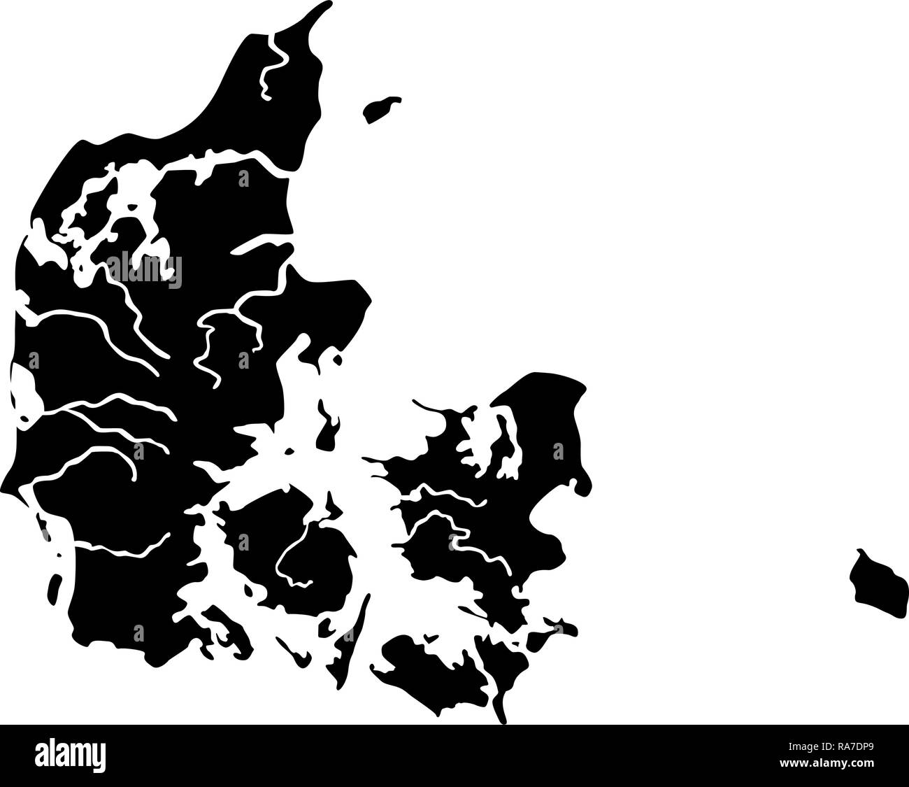 Map of Denmark icon black color vector I flat style simple image Stock Vector