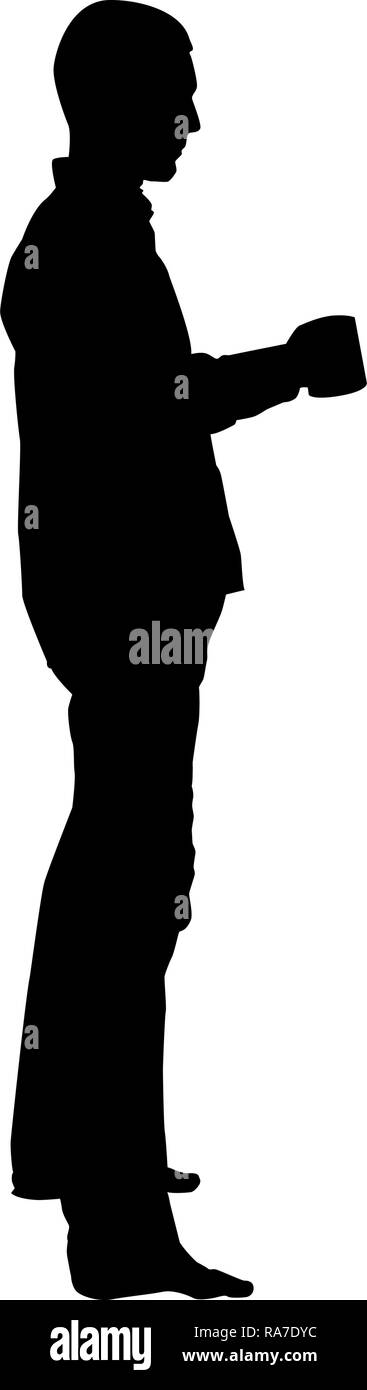 Man with mug standing icon black color vector I flat style simple image ...