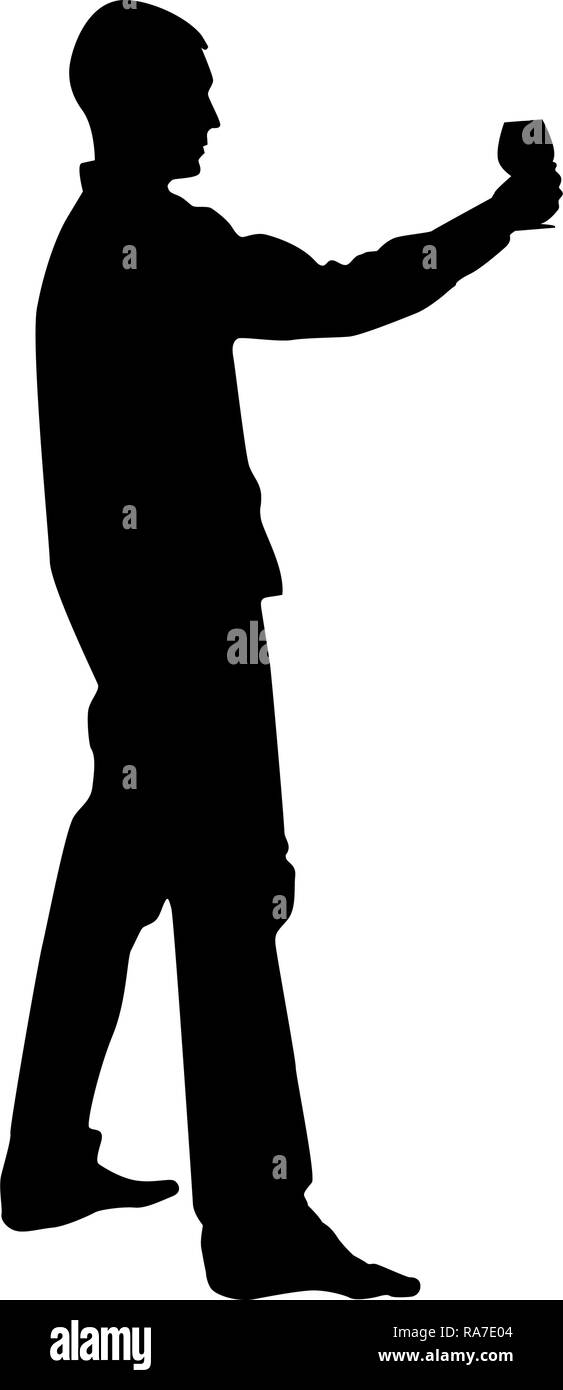 Man holds in long hand glass of wine about to make toast Holiday