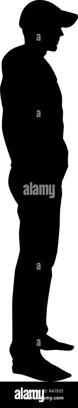 Man standing in cap view with side icon black color vector I flat style  simple image Stock Vector Image & Art - Alamy