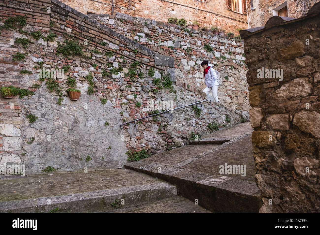 Flight of steps in the historic center of Colle di Val d'Elsa, in the province of Siena Stock Photo