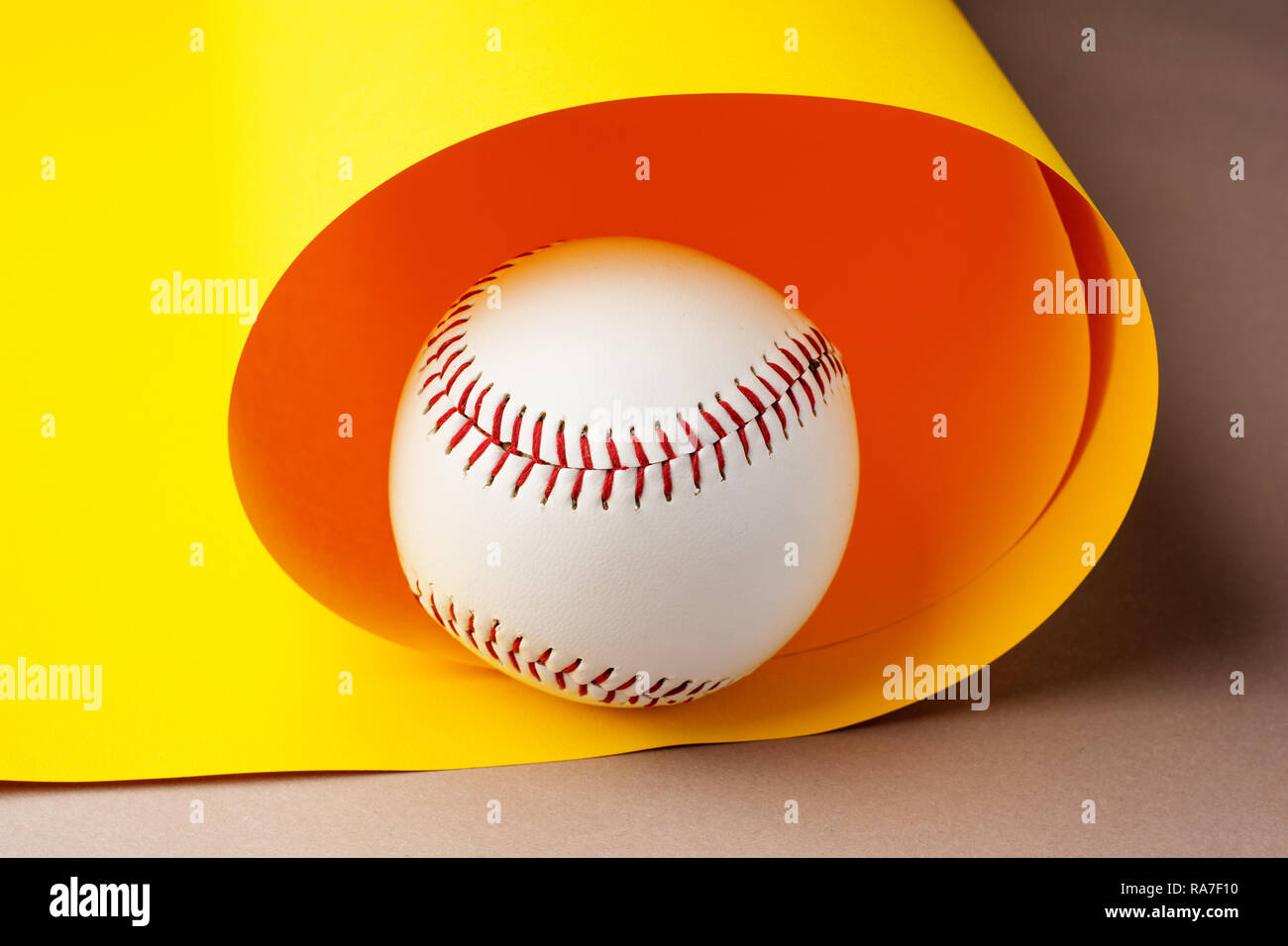baseball on yellow background with copy space Stock Photo Alamy