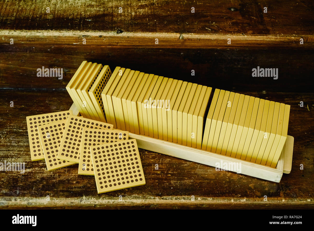Learning montessori wooden cube of 1000 Stock Photo - Alamy