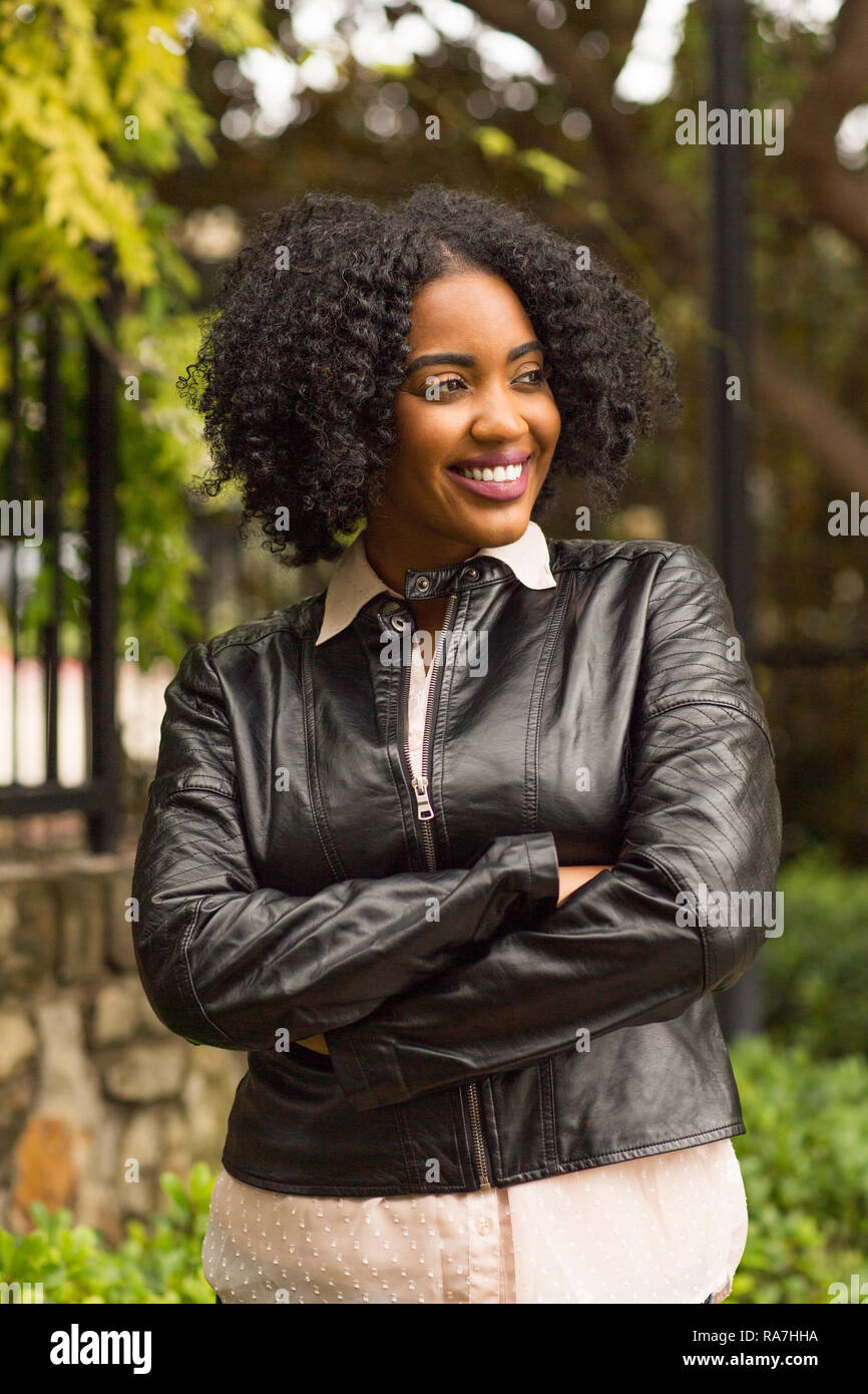 Beautiful Confident African American Woman Smiling Outside Stock Photo ...