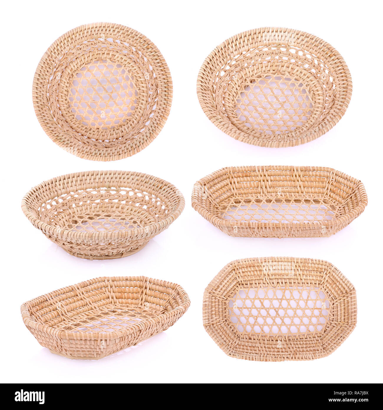 vintage weave wicker basket isolated on white background Stock Photo ...