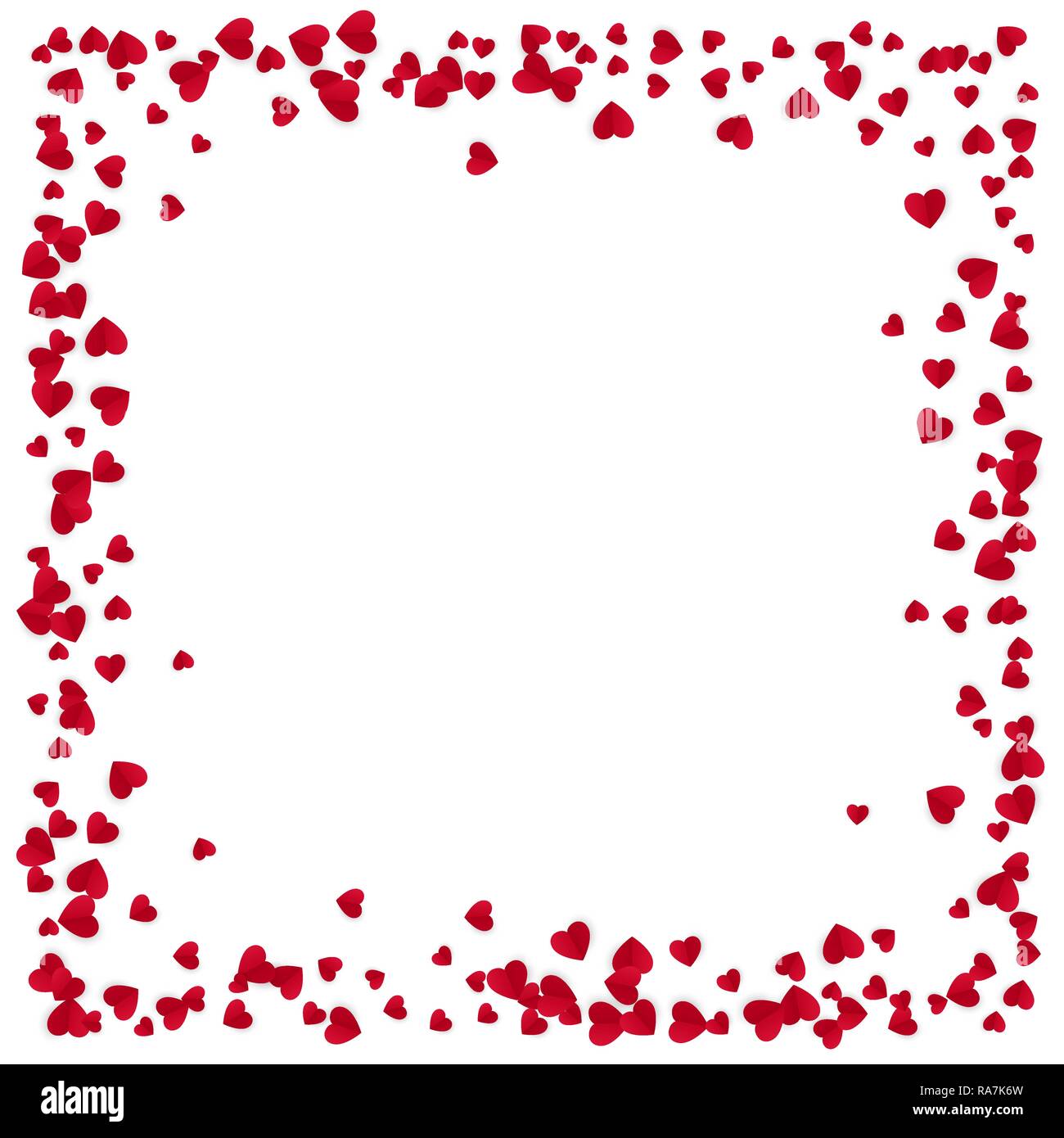 Red Hearts frame with place for text isolated on white background ...