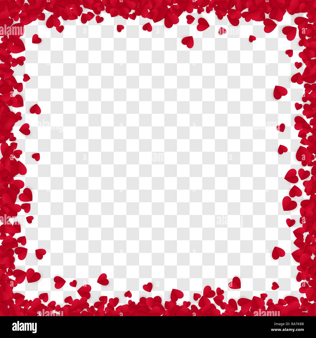 Red Paper Heart Frame Background. Heart Frame with space for Text.  Valentine's Day romantic background. Vector illustration isolated on  transparent ba Stock Vector Image & Art - Alamy