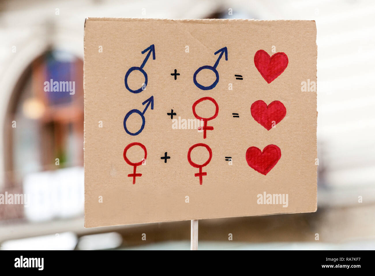 Gender symbols, male female symbols in love Stock Photo