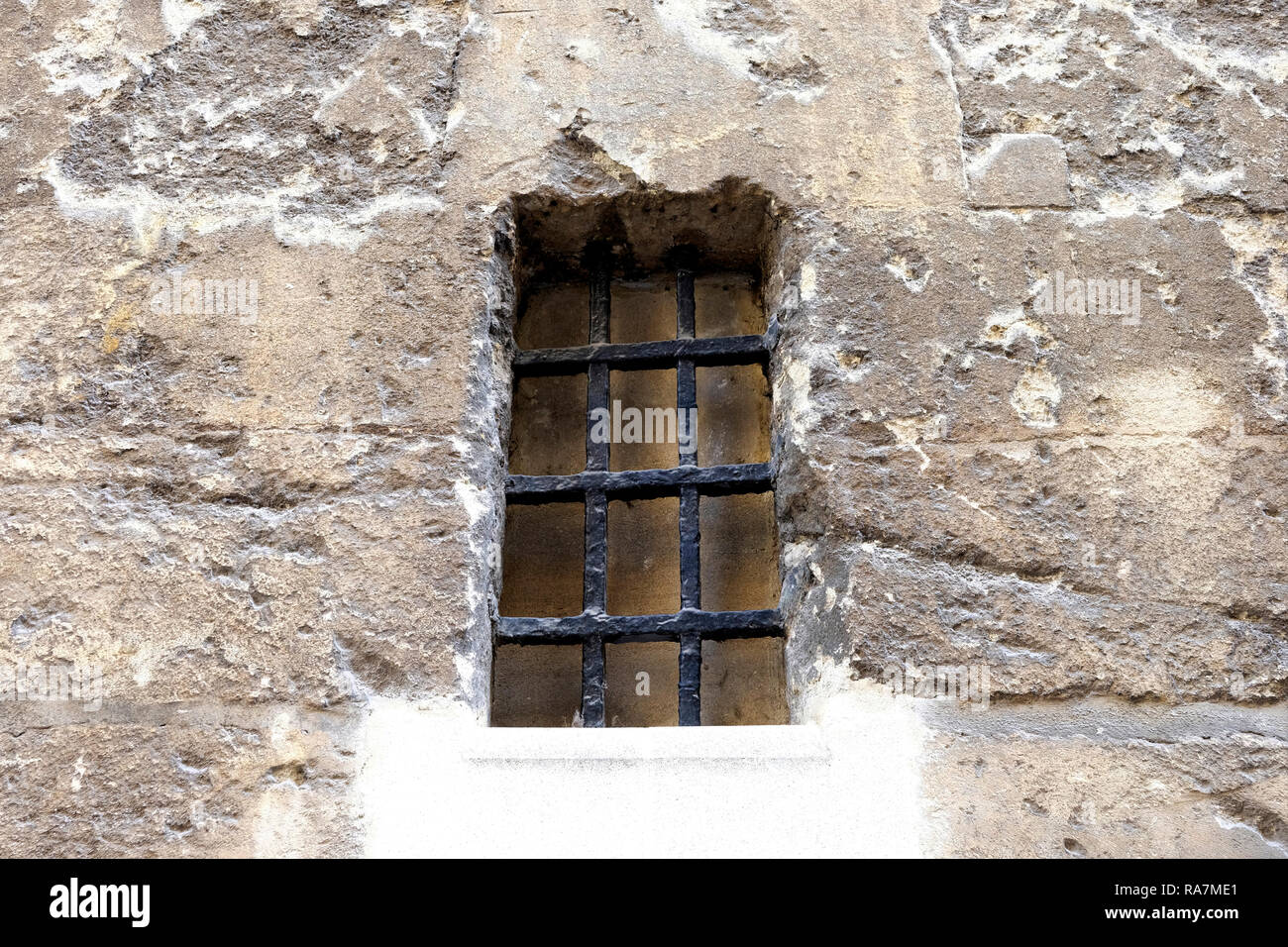 An old window with iron bars Stock Photo - Alamy