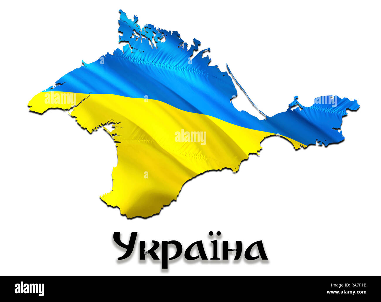 Flag Map of Crimea. 3D rendering Ukraine Crimea map and flag. The ...