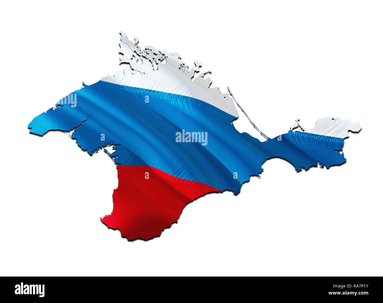 Flag Map of Crimea. 3D rendering Russia Crimea map and flag. The national symbol of Crimea. National waving Russian flag colorful concept 3D pattern b Stock Photo
