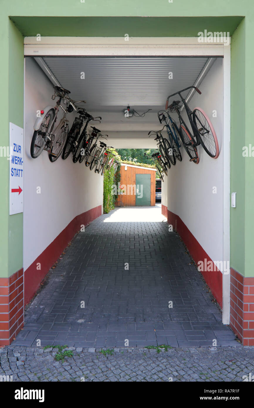 Entrance to a bicycle repair shop Stock Photo Alamy