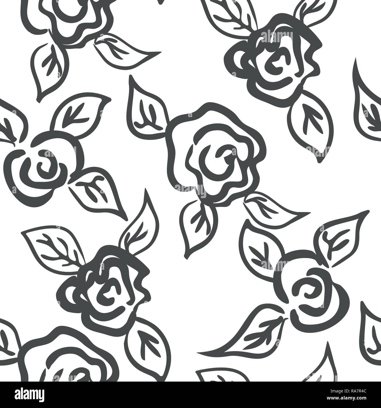 Vector seamless patern graphic roses on a background. Stock Vector