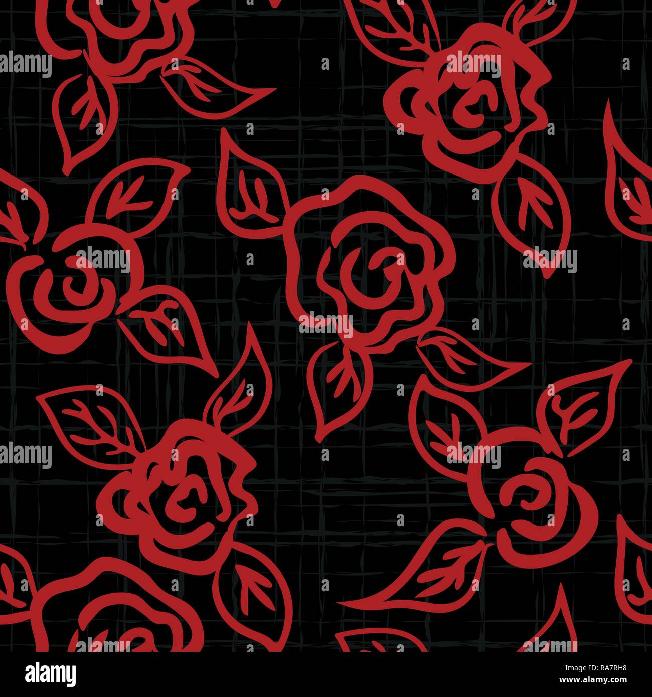 Vector seamless patern graphic roses on a background. Stock Vector