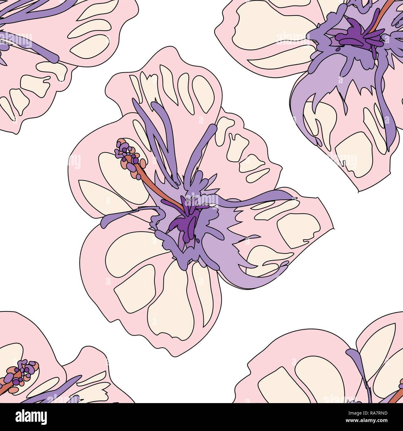 Seamless bright summer pattern with different flowers Stock Vector
