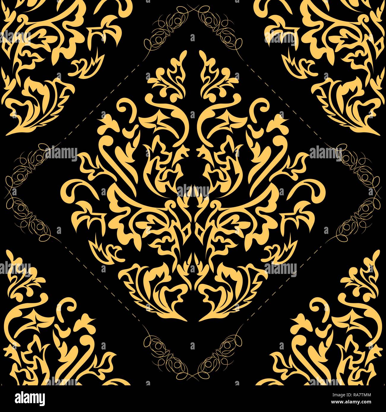 Vector damask seamless pattern element. Classical damask ornament ...