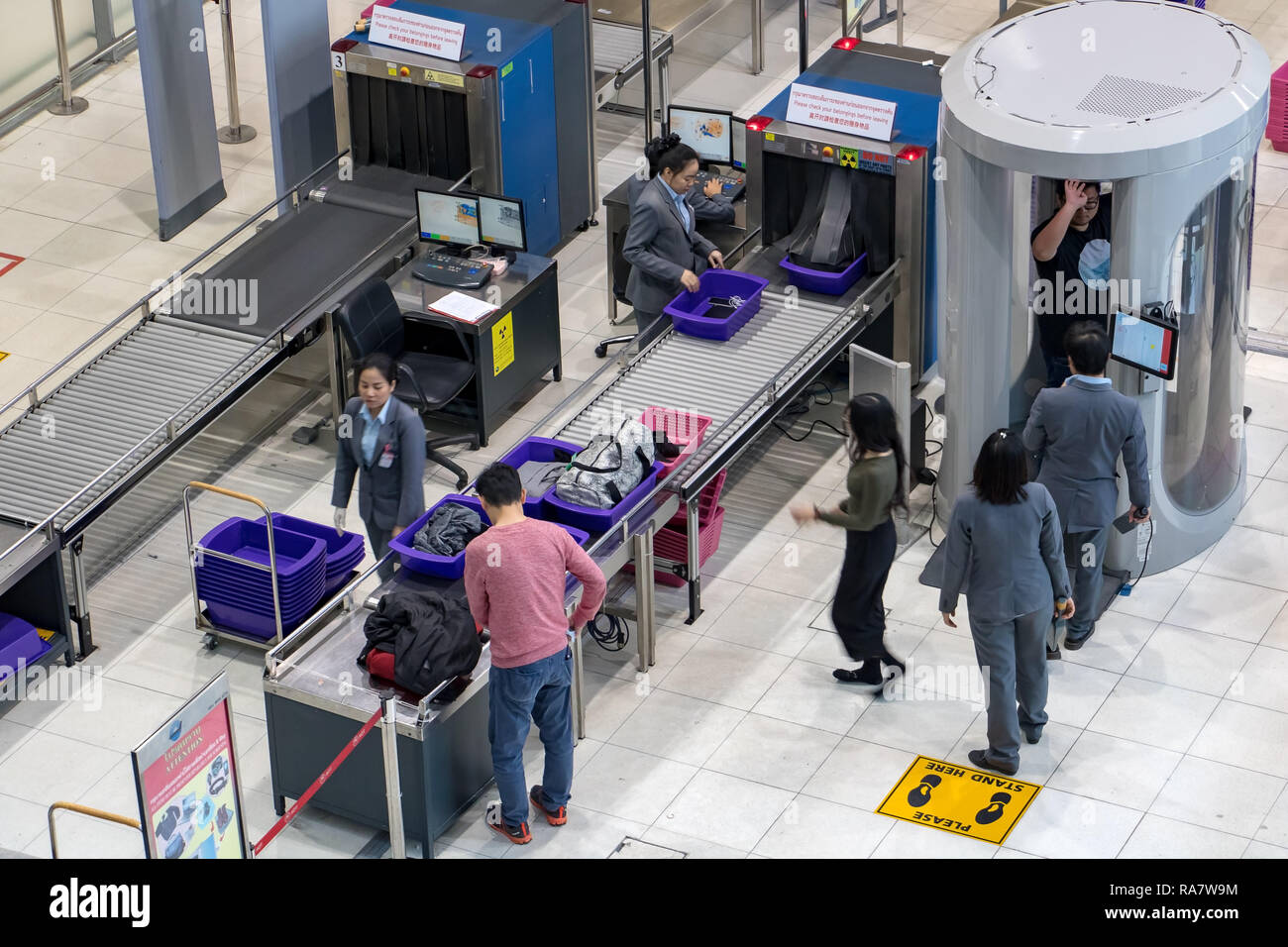 BANGKOK, THAILAND, NOV 27 2018, Control passengers and his baggage at the airport. Stock Photo