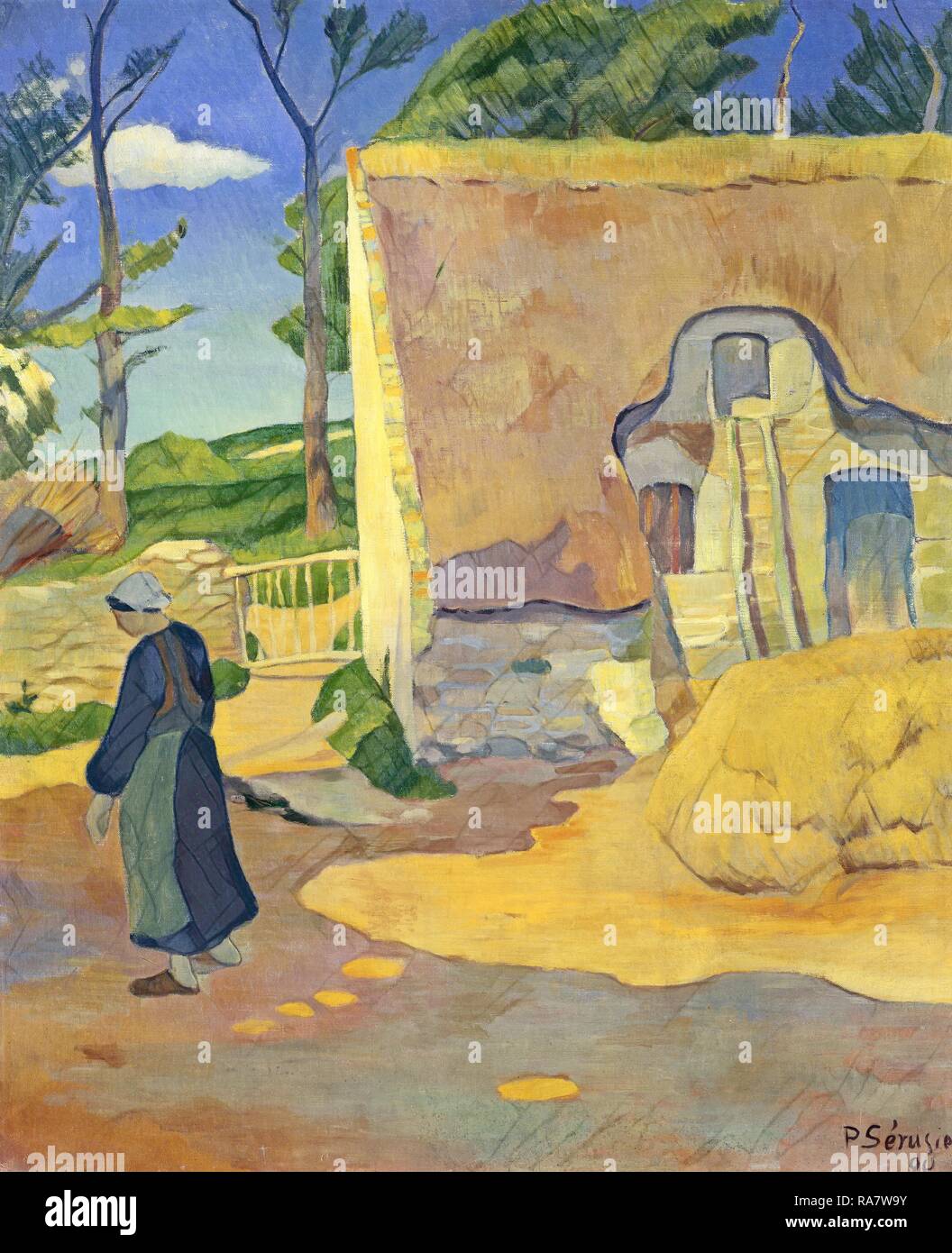 Paul Sérusier (French, 1863 - 1927), Farmhouse at Le Pouldu, 1890, oil on canvas. Reimagined by Gibon. Classic art reimagined Stock Photo