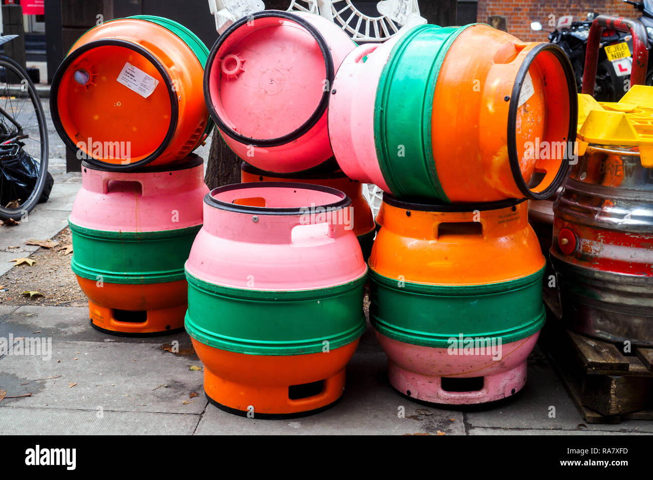 Colourful beer barrels London, England Stock Photo Alamy