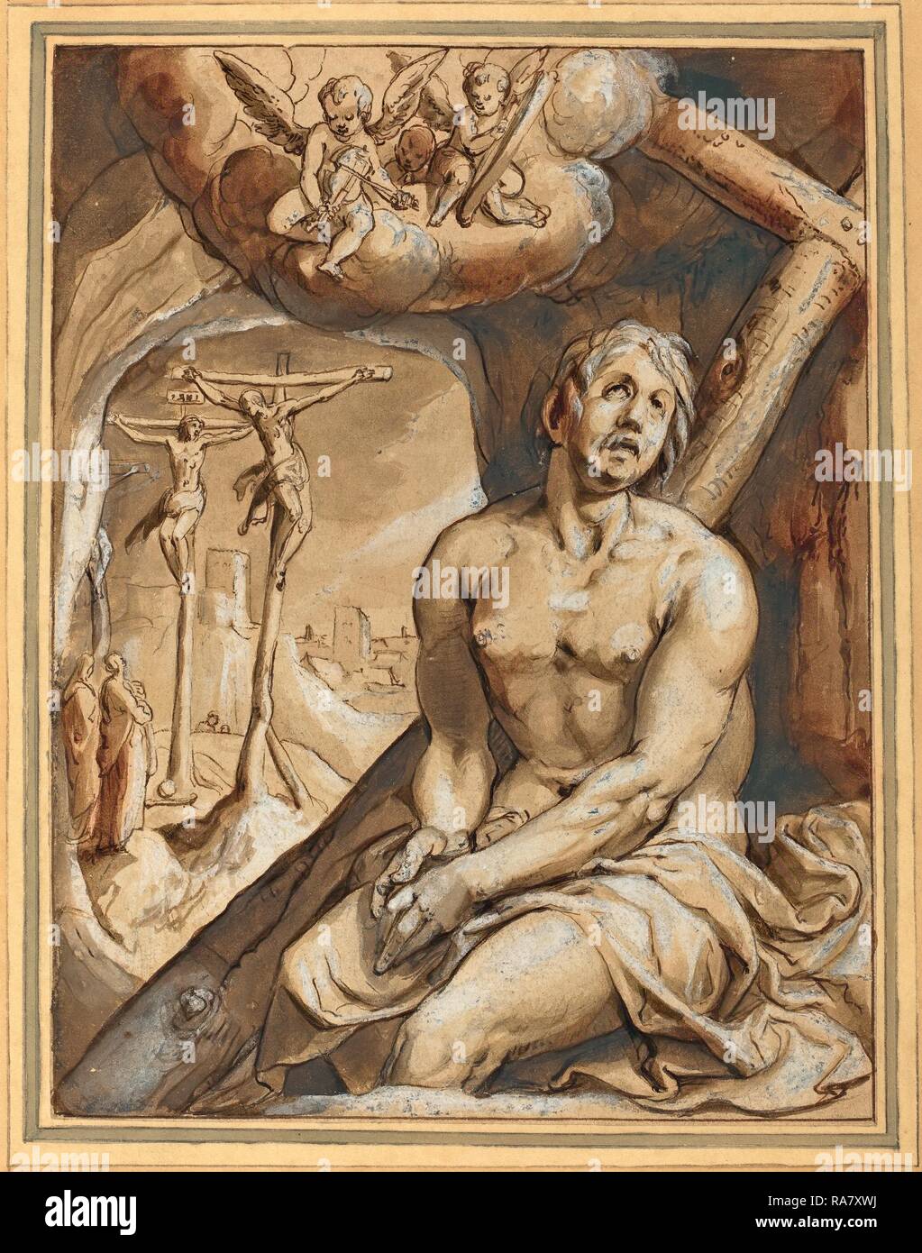 Karel Van Mander I Netherlandish 1548 1606 The Good Thief Pen And Brown Ink With Brown And Orange Wash Reimagined Stock Photo Alamy