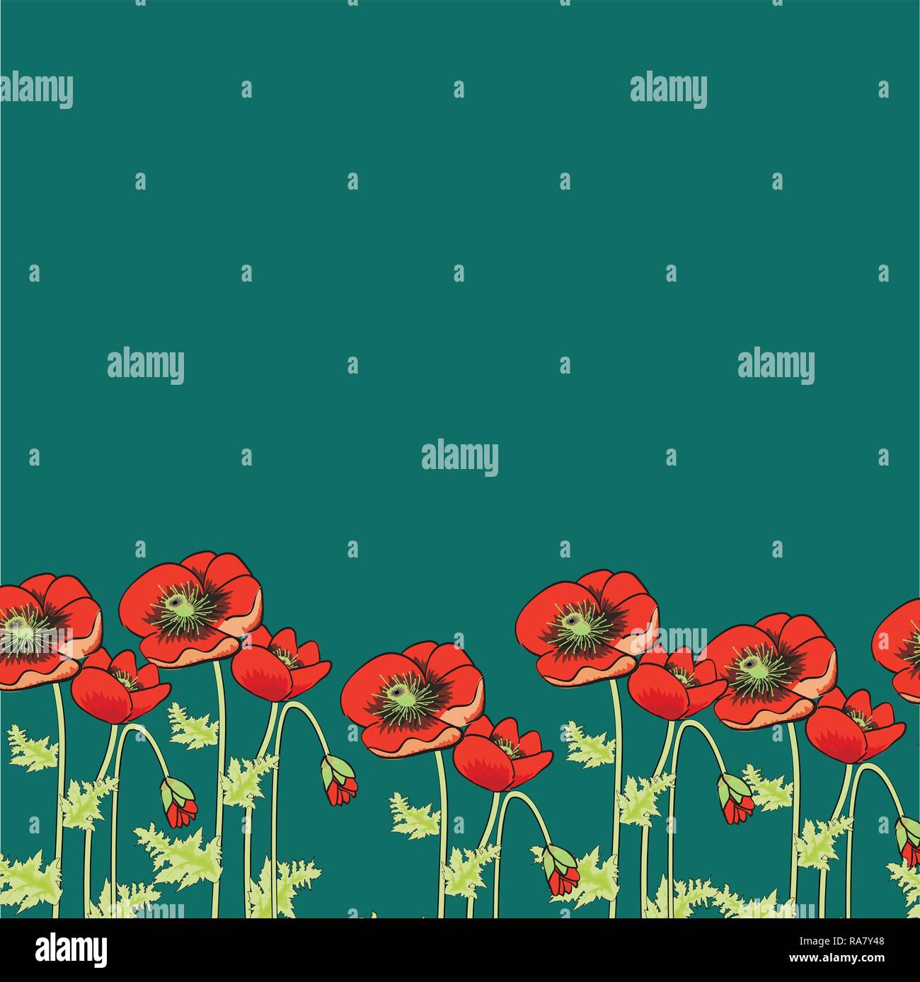 poppies vector illustration  hand drawn Easily editable vector image Stock Vector