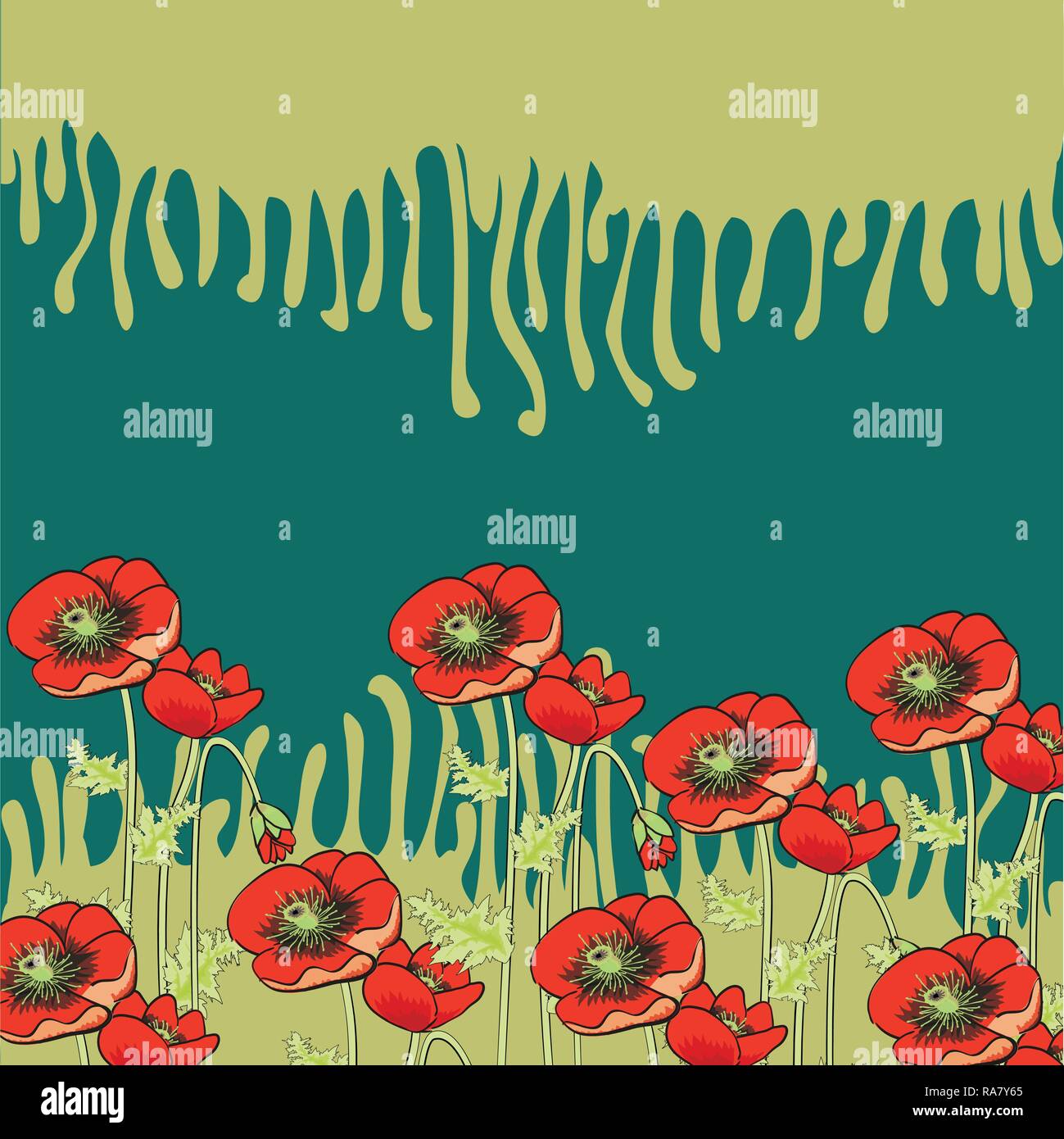 Red poppies Easily editable vector image abstract vector eps 10 handmade Stock Vector