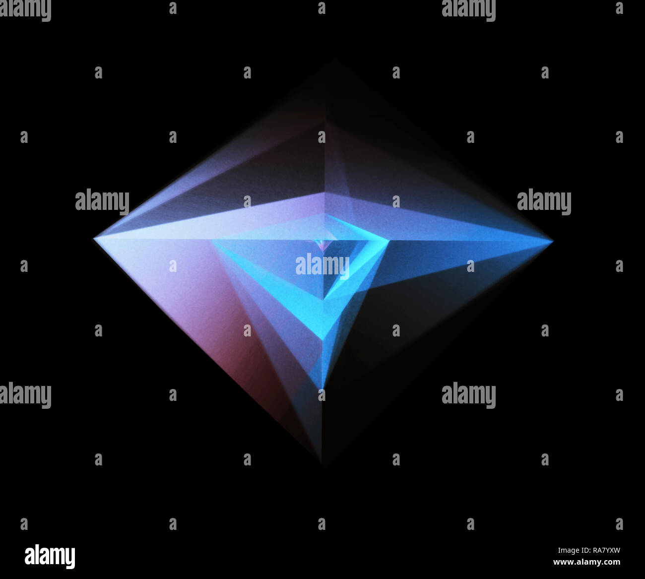 Abstract Glowing Geometric Shape On Black Background Stock Photo - Alamy
