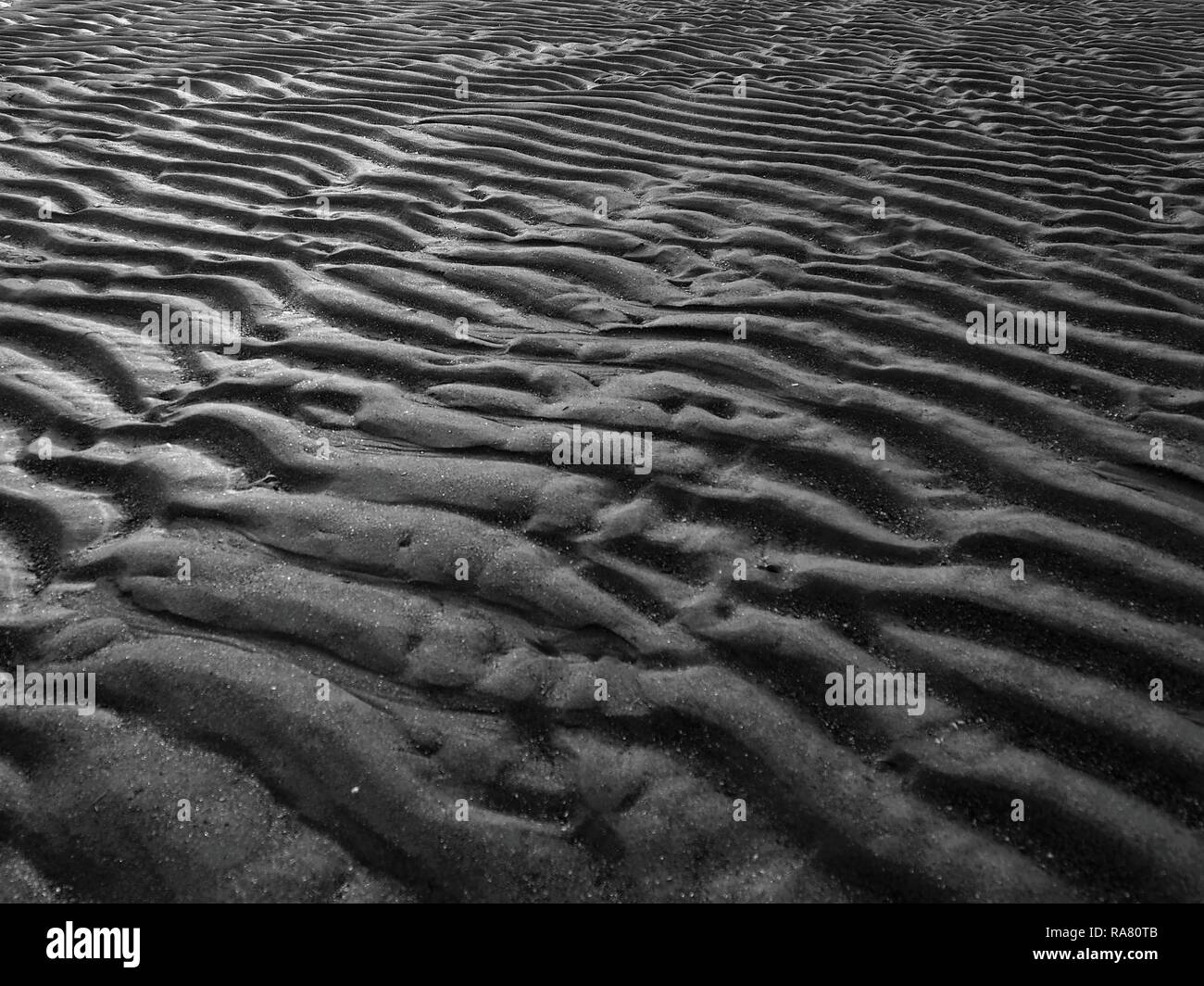 Sand Ridge Patterns, Allonby Bay, Solway Firth AONB, Cumbria, United Kingdom Stock Photo